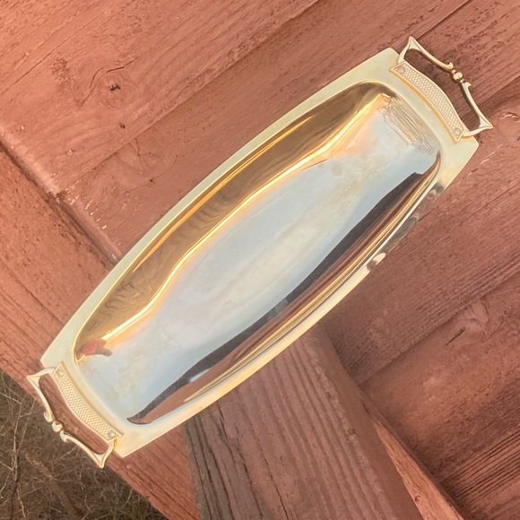 Kromex Other - Kromex Vintage MCM Elegant Gold-Plated Aluminum Serving Tray 17.5" MADE IN USA!